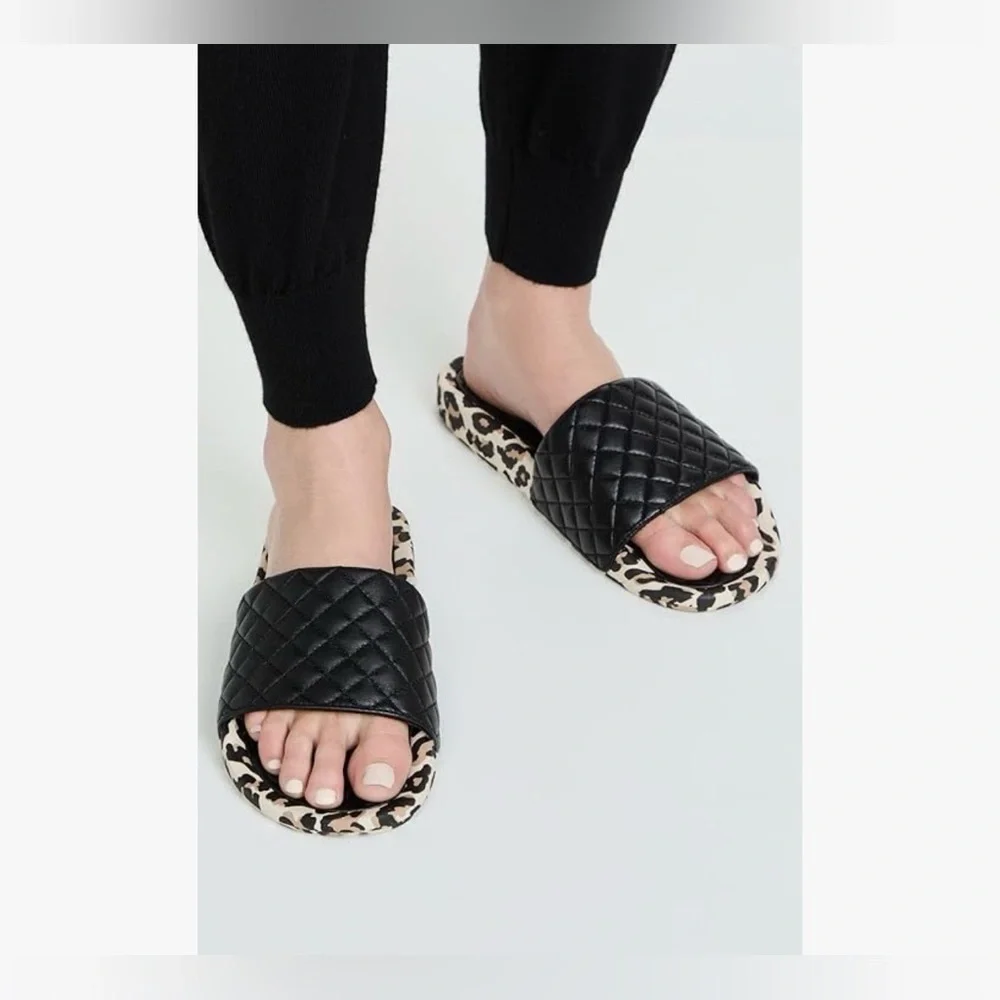 APL:  Women's Lusso Slide, Black/Leopard, 7. NIB. Napa Leather